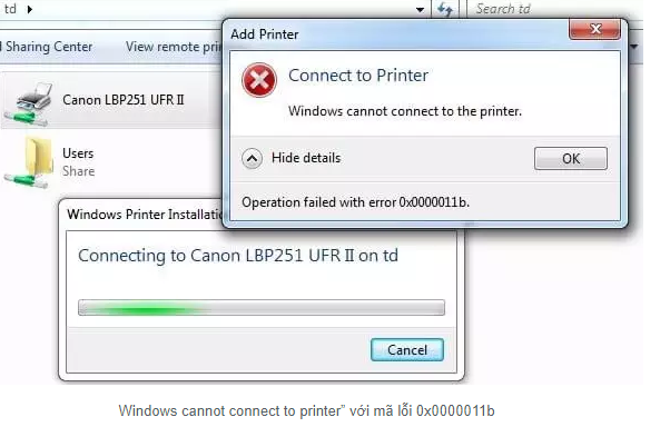 Opera failed connect printer error 0x0000011b - RUNMC